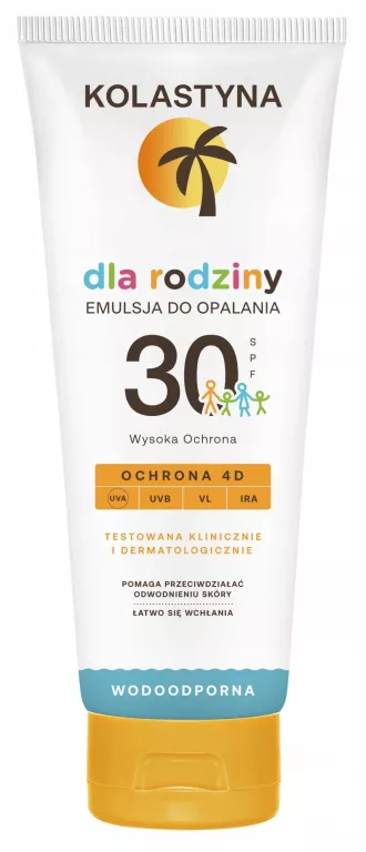 KREM DO OPALANIA DLA CAŁEJ RODZINY KOLASTYNA SPF 30 WODOODPORNA LEKKA 250M