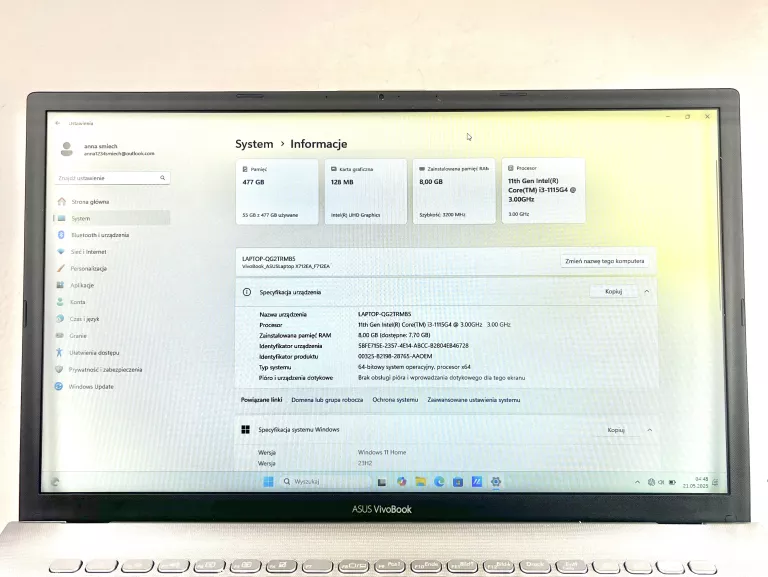 LAPTOP ASUS VIVO BOOK 17 INTEL CORE I3 8/512GB
