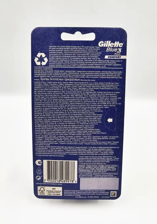 MASZYNKI GILLETTE BLUE 3 PLUS COMFORT / 8 SZTUK
