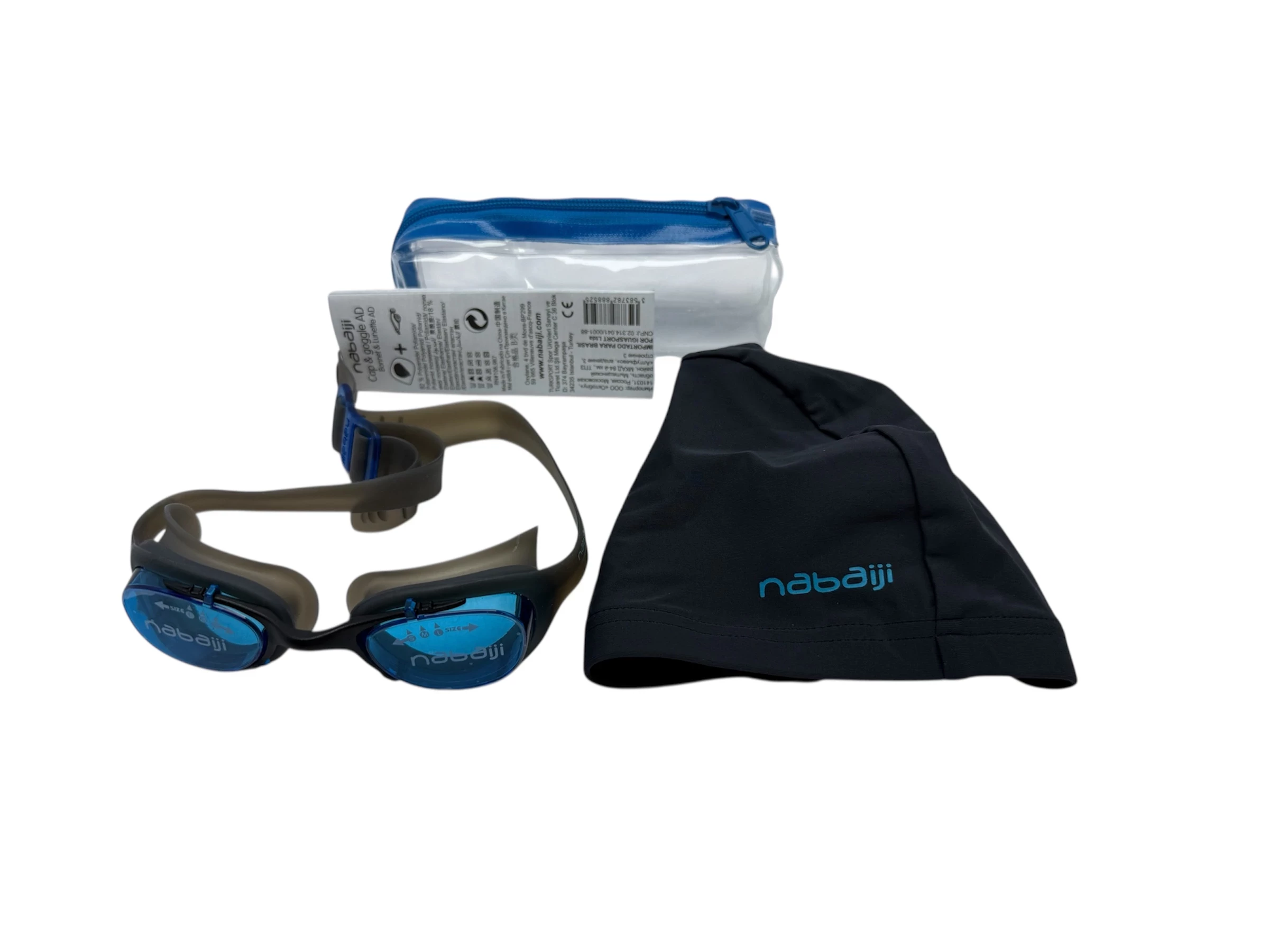 okulary-plywackie-czepek-nabaiji-jak-nowe-komplet-regulacja-niebieskie-stan-11323-2