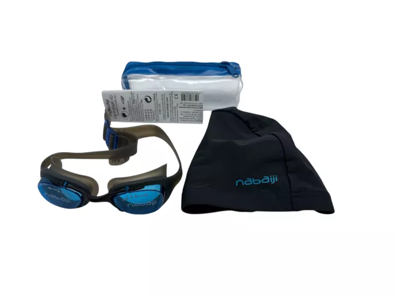okulary-plywackie-czepek-nabaiji-jak-nowe-komplet-regulacja-niebieskie-stan-11323-2