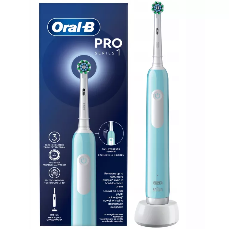 ORYGINALNA SZCZOTECZKA ELEKTRYCZNA DO ZĘBÓW ORAL-B PRO SERIES 1 NIEBIESKA
