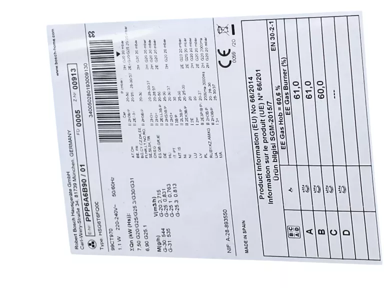 PŁYTA GAZOWA BOSCH PPP 6A6B90 7500W FLAMESELECT
