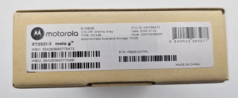 TELEFON MOTOROLA MOTO G15 8/128GB KOMPLET - PLOMBA! - GW!