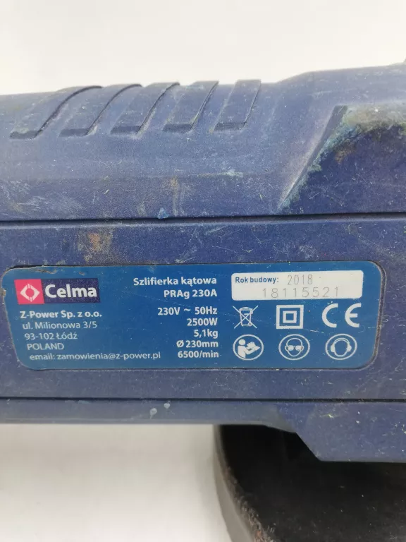 SZLIFIERKA KĄTOWA CELMA PRAG 230A 2500W 230MM