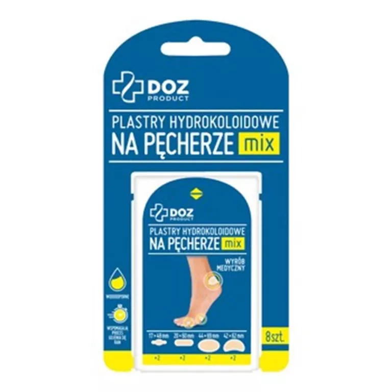 DOZ PRODUCT, PLASTRY HYDROKOLOIDOWE NA PĘCHERZE, MIKS, 8 SZT.