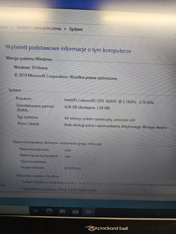 LAPTOP PACKARD BELL Z5WGM 4GB/500GB