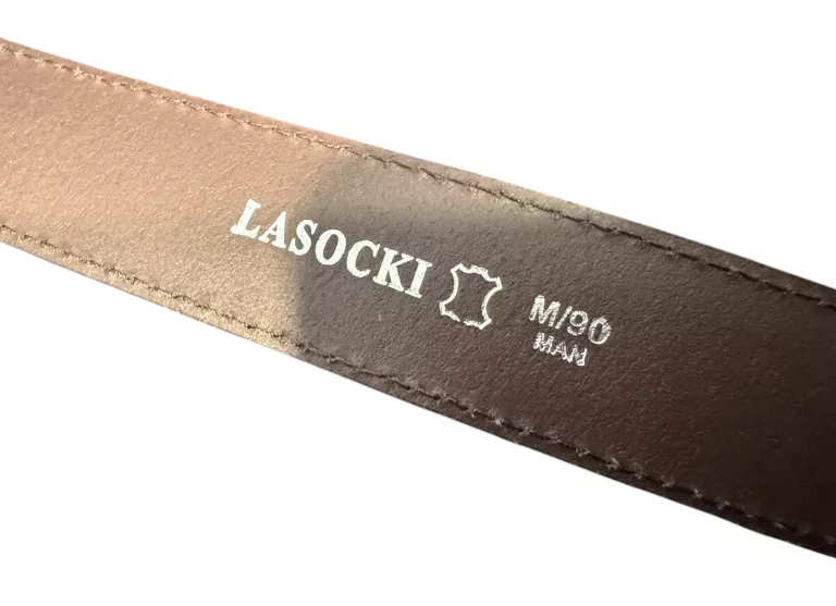 PASEK LASOCKI MĘSKI M/90 SKÓRZANY BRĄZOWY