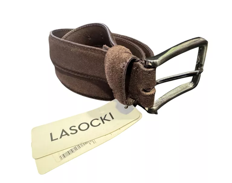 PASEK LASOCKI MĘSKI M/90 SKÓRZANY BRĄZOWY