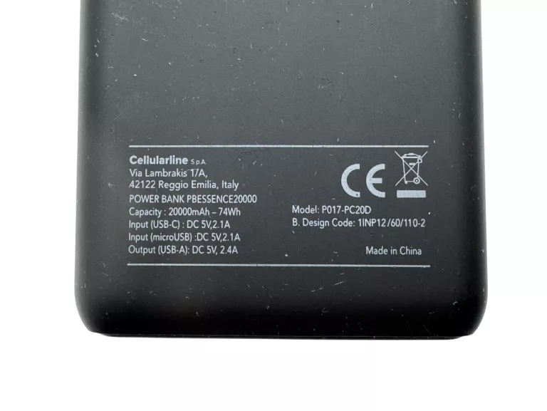 POWERBANK CELLULARLINE ESSENCE 20000 MAH 12W