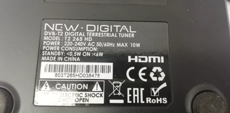 DEKODER TUNER DVB-T2 NEW DIGITAL T2 265 HD