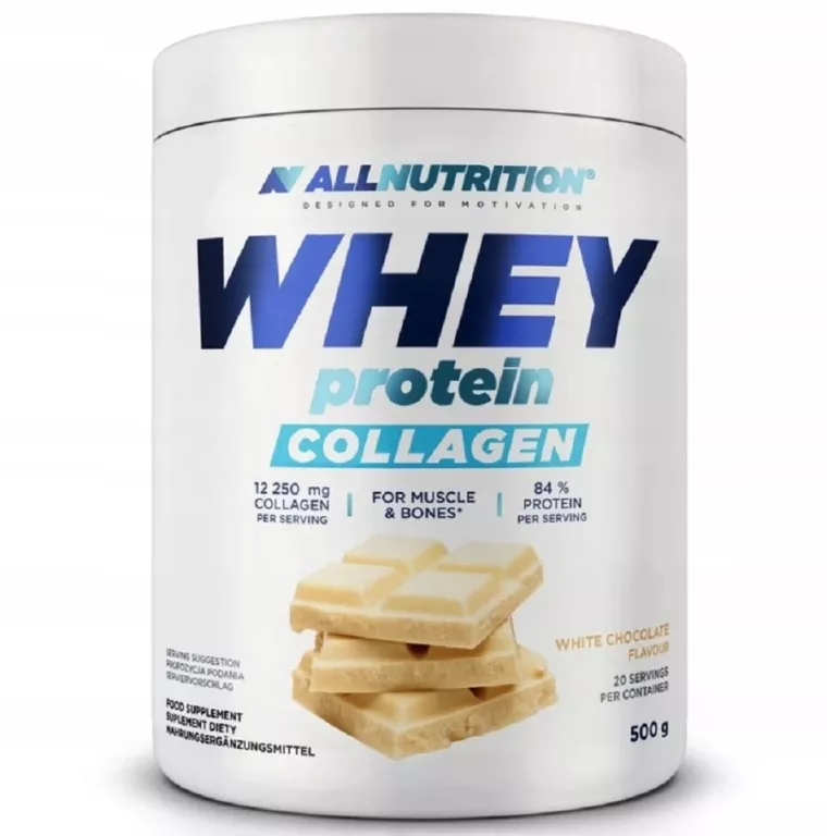 BIAŁKO Z KOLAGENEM ALLNUTRITION WHEY PROTEIN COLLAGEN 500G BIAŁA CZEKOLADA