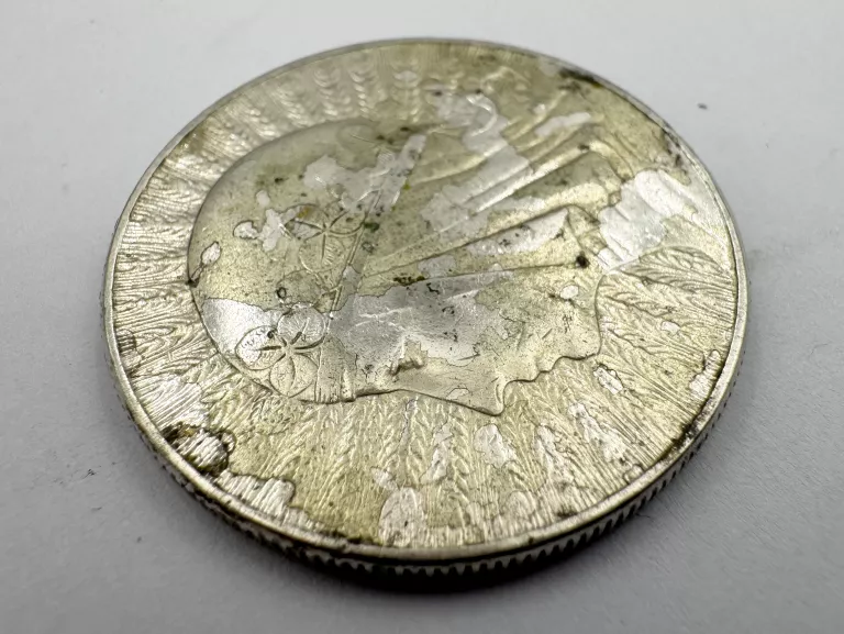 MONETA SREBRNA AG750 22,00G 10 ZŁOTYCH 1932 GŁOWA KOBIETY ZNAK MENNICY