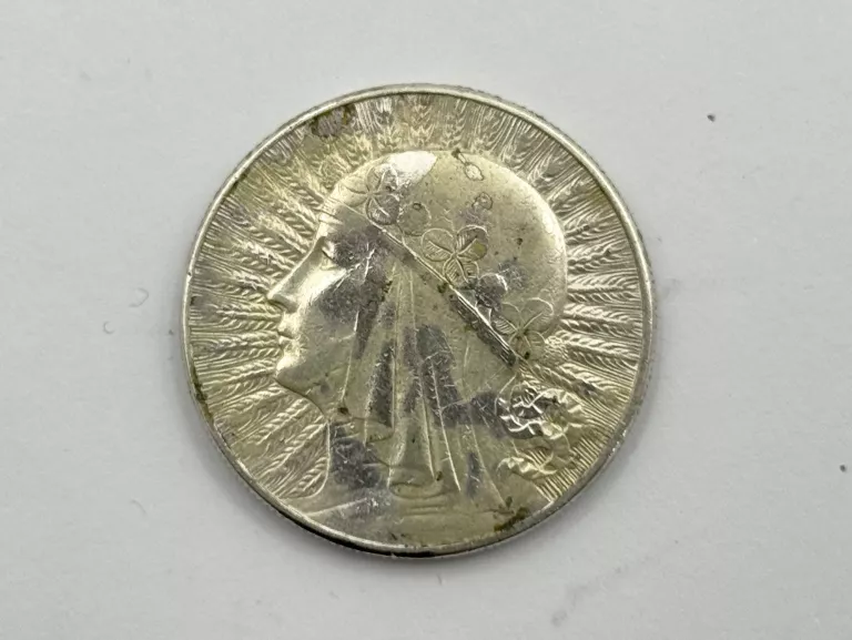 MONETA SREBRNA AG750 22,00G 10 ZŁOTYCH 1932 GŁOWA KOBIETY ZNAK MENNICY