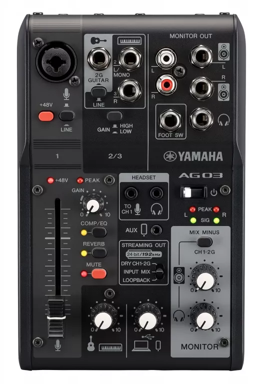 YAMAHA AG03 MK2 BK MIKSER HYBRYDOWY Z INTERFEJSEM USB CZARNY