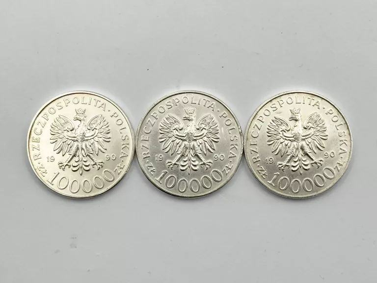 MONETA SREBRNA AG999 1 UNCJA 31,10G SOLIDARNOŚĆ 1990R 100000ZŁ