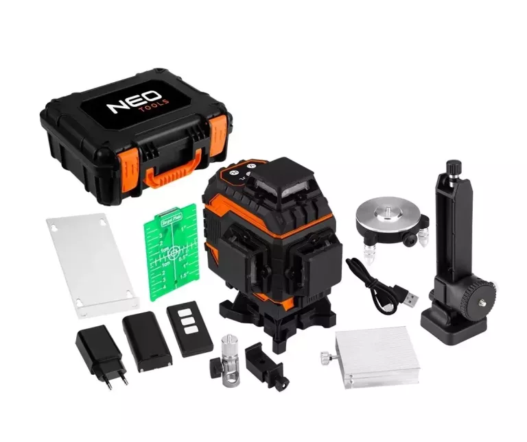 LASER KRZYŻOWY 3D NEO TOOLS 75-141 16 LINII WALIZKA TARCZA CELOWNICZA