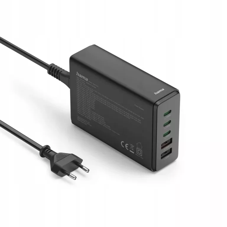 ŁADOWARKA USB STACJA ŁADUJĄCA HAMA 140W 3X USB-C 2X USB-A GAN QC/PA CZARNA