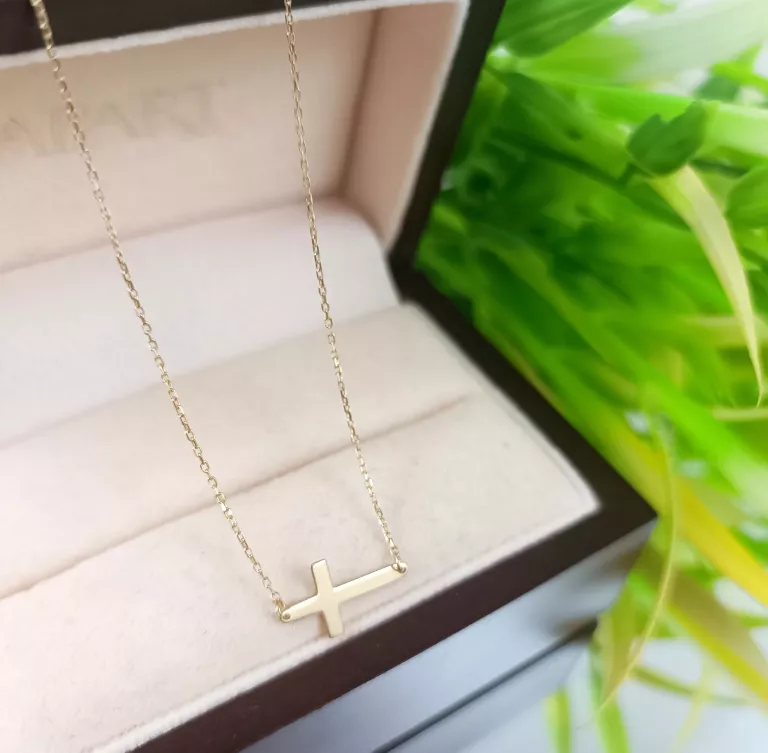 PIĘKNY ZŁOTY ŁAŃCUSZEK Z KRZYŻYKIEM 1,12 G 585