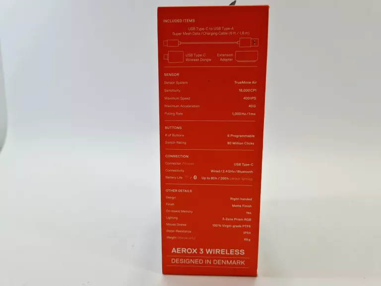 BEZPRZEWODOWA MYSZ GAMINGOWA STEELSERIES AEROX 3 WIRELESS (2022) | CZARNA