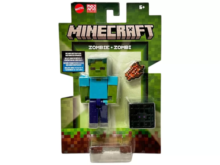 MINECRAFT FIGURKA ZOMBIE PIKSELOWA FIGURKA + AKCESORIA JCN44