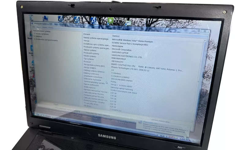 LAPTOP SAMSUNG R60 PLUS CORE 2 DUO 1.66GHZ 2GB RAM CZARNY