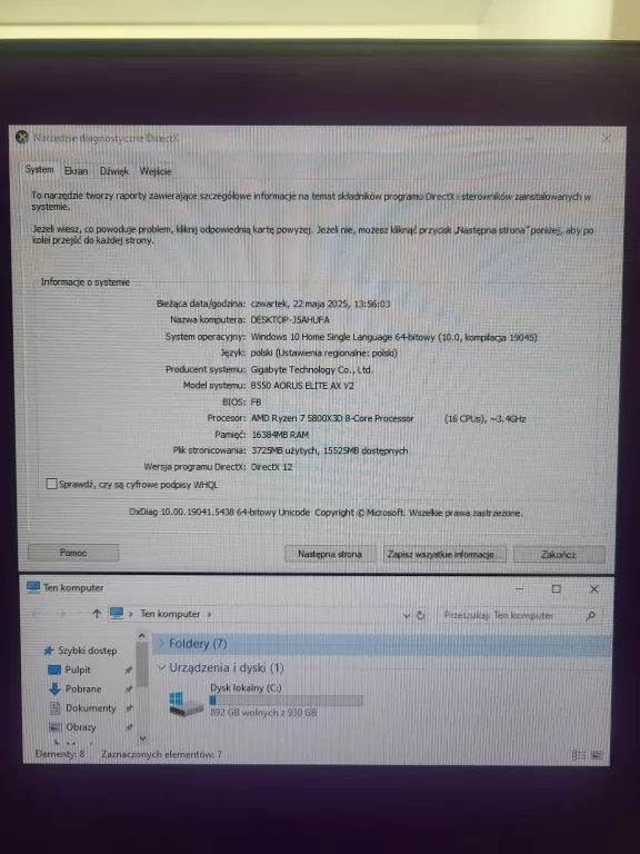 KOMPUTER GAMINGOWY PC RYZEN 7 5800X3D/RTX 4070 TI/16GB RAM/1TB M.2