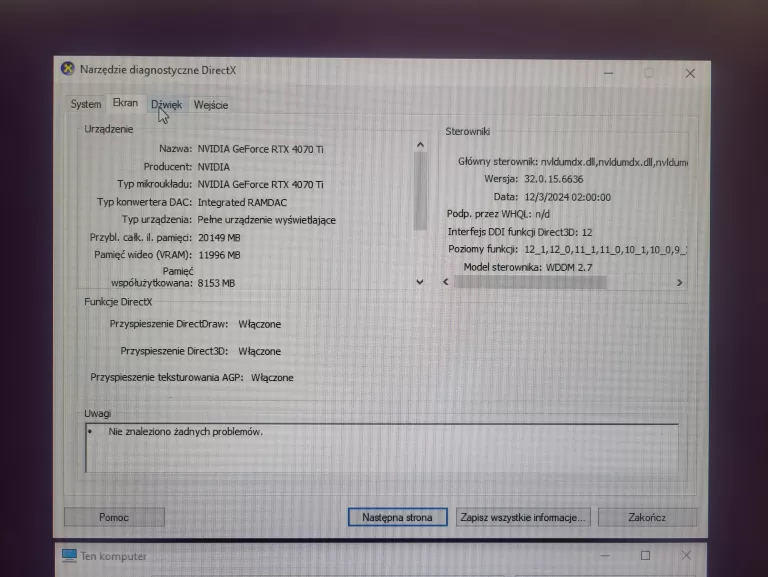 KOMPUTER GAMINGOWY PC RYZEN 7 5800X3D/RTX 4070 TI/16GB RAM/1TB M.2