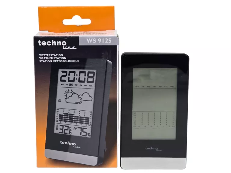 STACJA POGODOWA TECHNOLINE BLACK MAGIC PRESENTER WS 9125 CZARNA - JAK NOWA