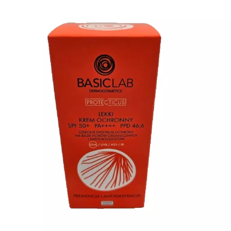BASICLAB, LEKKI KREM OCHRONNY DO TWARZY SPF50+, 50 ML