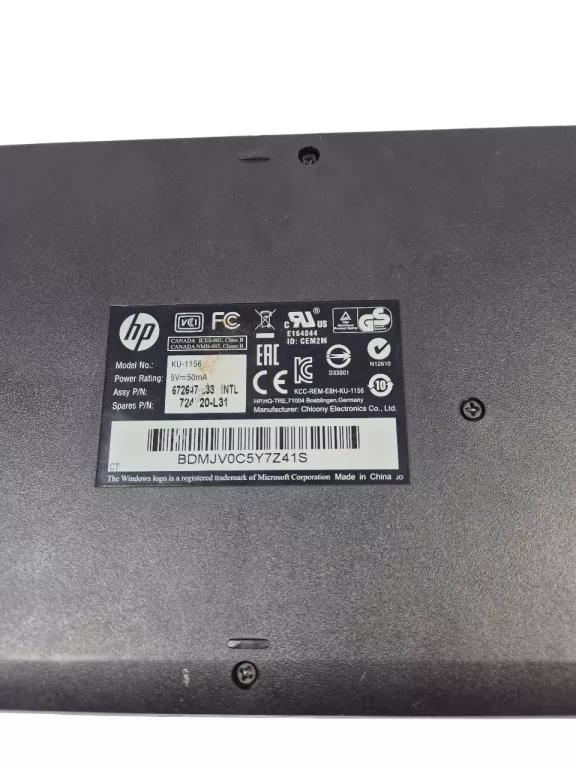 KLAWIATURA HP KU-1156 USB CZARNA