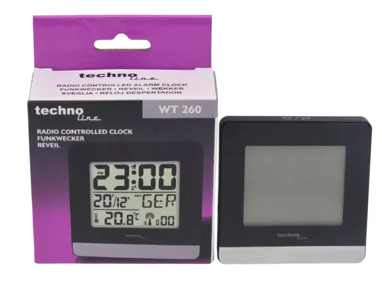 ZEGAREK CYFROWY TECHNOLINE WT 260 RADIOBUDZIK TERMOMETR CZARNY - JAK NOWY!