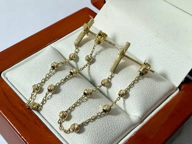 ZŁOTE KOLCZYKI KRZYŻ Z OZDOBNYM ZAPIĘCIEM 2,17G