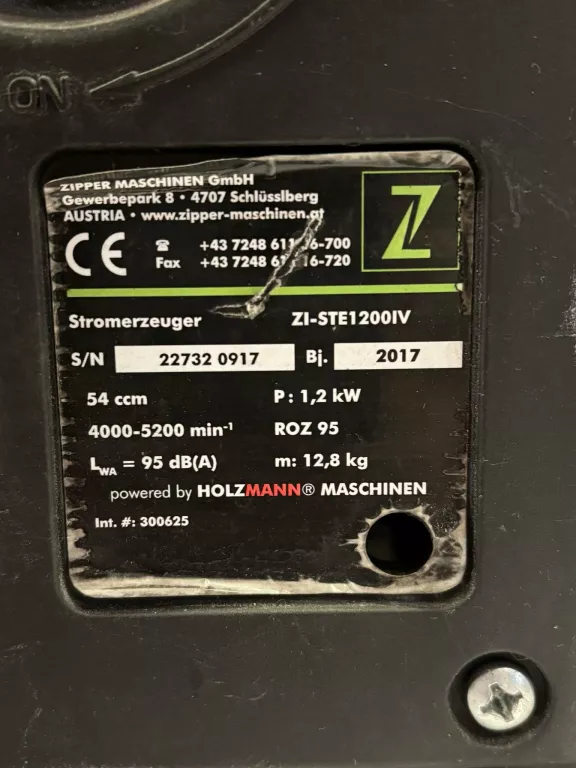 AGREGAT PRĄDOTWÓRCZY GENERATOR ZIPPER ZI-STE1200IV