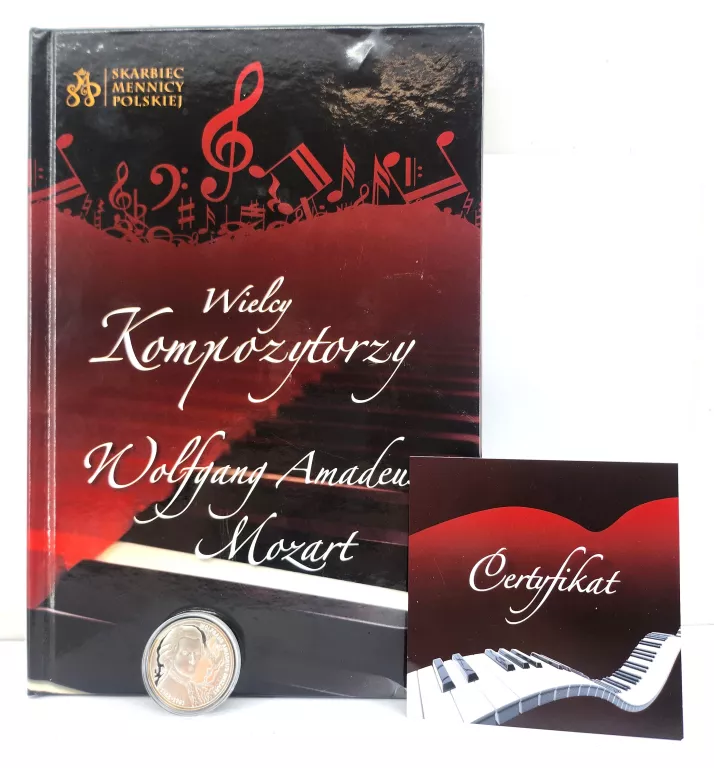 NUMIZMAT WIELCY KOMPOZYTORZY MOZART SREBRO 925 + KSIĄZKA + CD