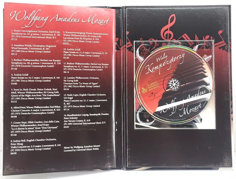 NUMIZMAT WIELCY KOMPOZYTORZY MOZART SREBRO 925 + KSIĄZKA + CD