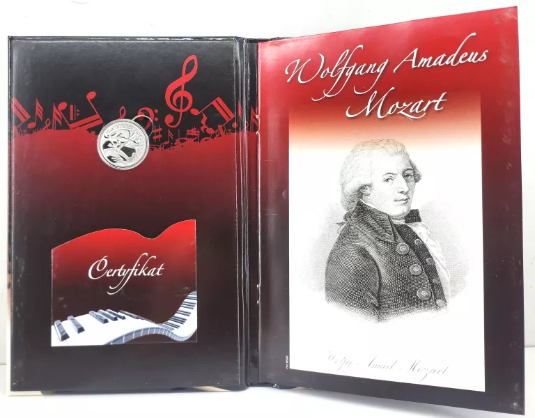 NUMIZMAT WIELCY KOMPOZYTORZY MOZART SREBRO 925 + KSIĄZKA + CD