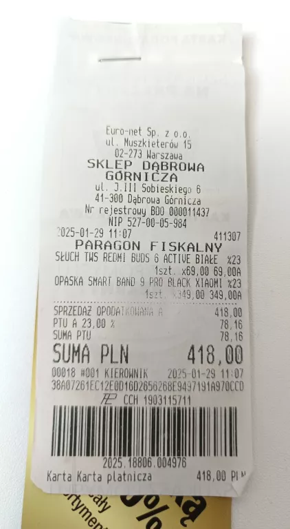 ZEGAREK SMARTBAND XIAOMI SMART BAND 9 PRO CZARNY POWYSTAWOWY !