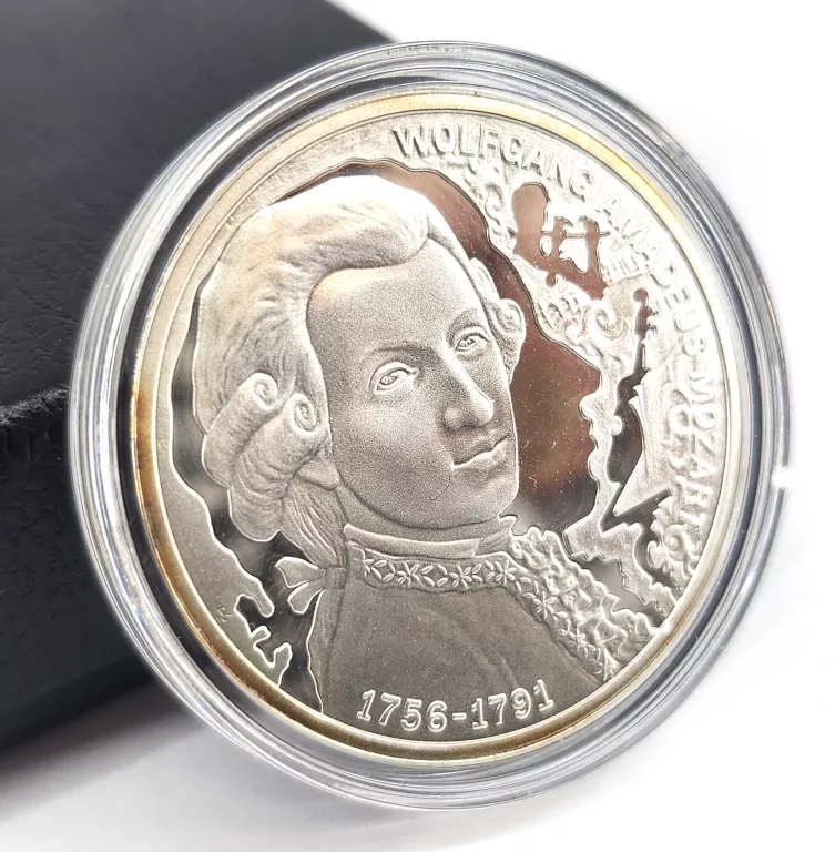 NUMIZMAT WIELCY KOMPOZYTORZY MOZART SREBRO 925 + KSIĄZKA + CD