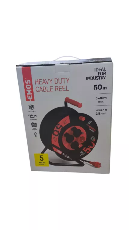 PRZEDŁUŻACZ BĘBNOWY OGRODOWY 50M CZARNY GUMA-NEOPREN 2,5MM2 EMOS P084503