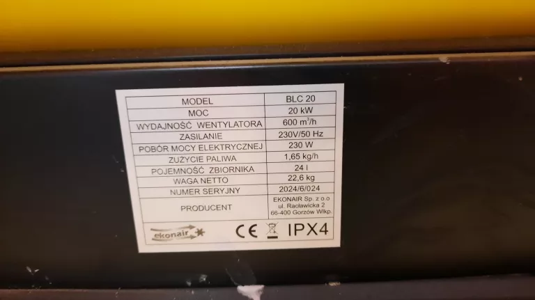 NAGRZEWNICA OLEJOWA ECON AIR BLC 20 / 20KW /*OKAZJA*