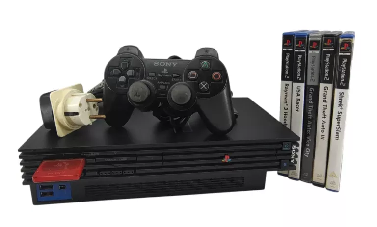 KONSOLA SONY PLAYSTATION 2 PS2 FAT SCPH-39003 + PAD + GRY + KARTA 8MB
