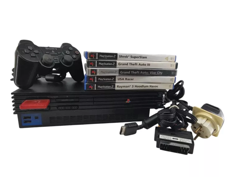 KONSOLA SONY PLAYSTATION 2 PS2 FAT SCPH-39003 + PAD + GRY + KARTA 8MB