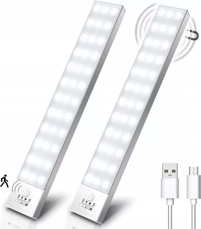 OŚWIETLENIE SZAFKI LED USB 23CM 3000K 2SZT 2W OUILA