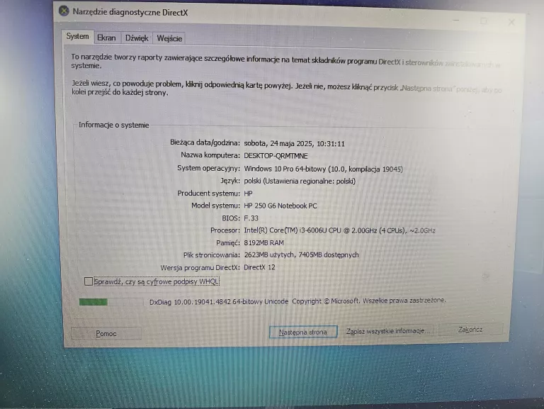 LAPTOP HP 250 G6 8/128GB I3 ZASILACZ