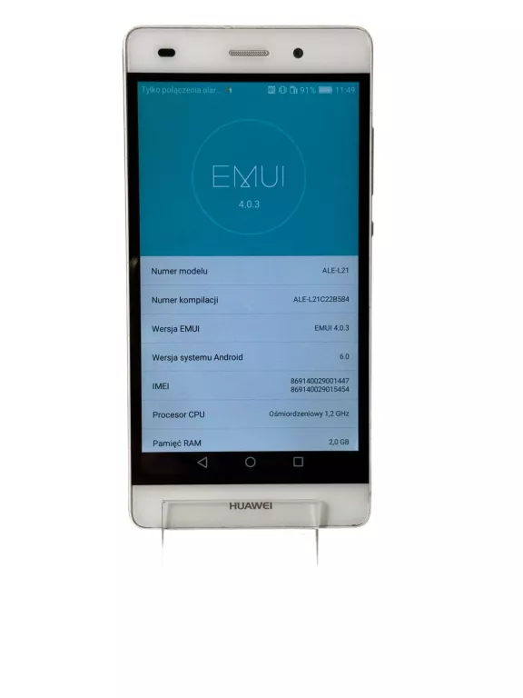 SMARTFON HUAWEI P8 LITE 2 GB / 16 GB 4G (LTE) BIAŁY