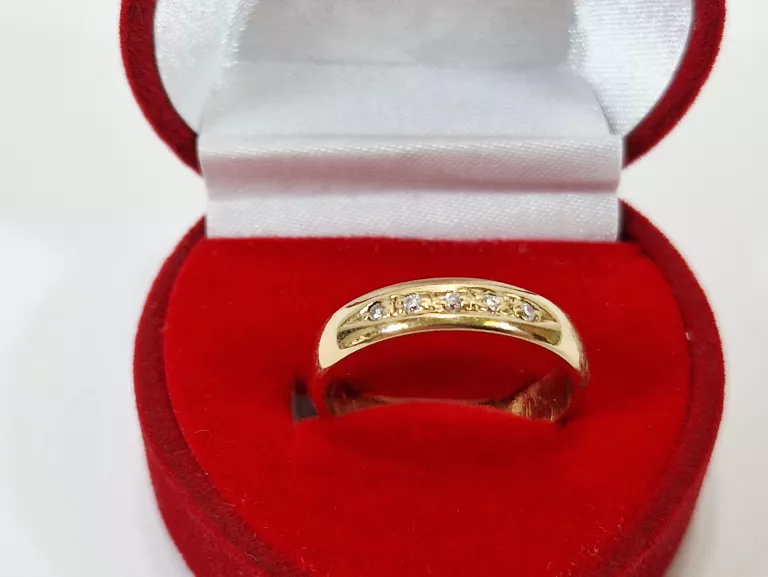 ŚLICZNA ZŁOTA OBRĄCZKA Z BRYLANTAMI | CERTYFIKAT | R16 | P585 | W:4,13G