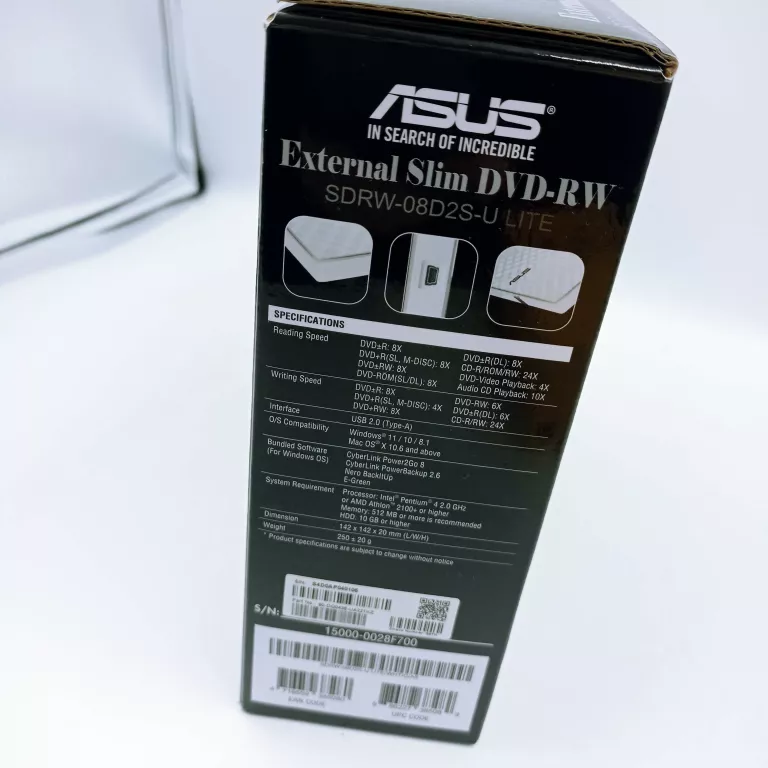 NAPĘD OPTYCZNY ZEWNĘTRZNY ASUS SDRW-08D2S-U LITE USB NAGRYWARKA CD / DVD