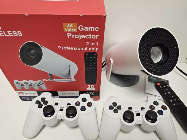 PROJEKTOR LED RZUTNIK 4K PRZENOŚNY NETFLIX YT 2 PADY GRY ANDROID PILOT WIF