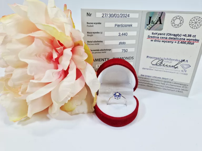 PIĘKNY PIERŚCIONEK BIAŁE ZŁOTO Z BRYLANTAMI P750, W3,44G R12 27/30/01/2024